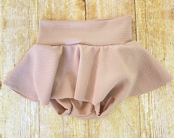 High Waisted Skirted Baby Bummie | Light Brown Diaper Cover