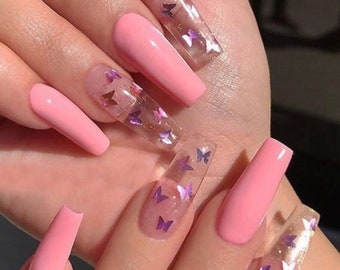 Pink on sale butterfly nails