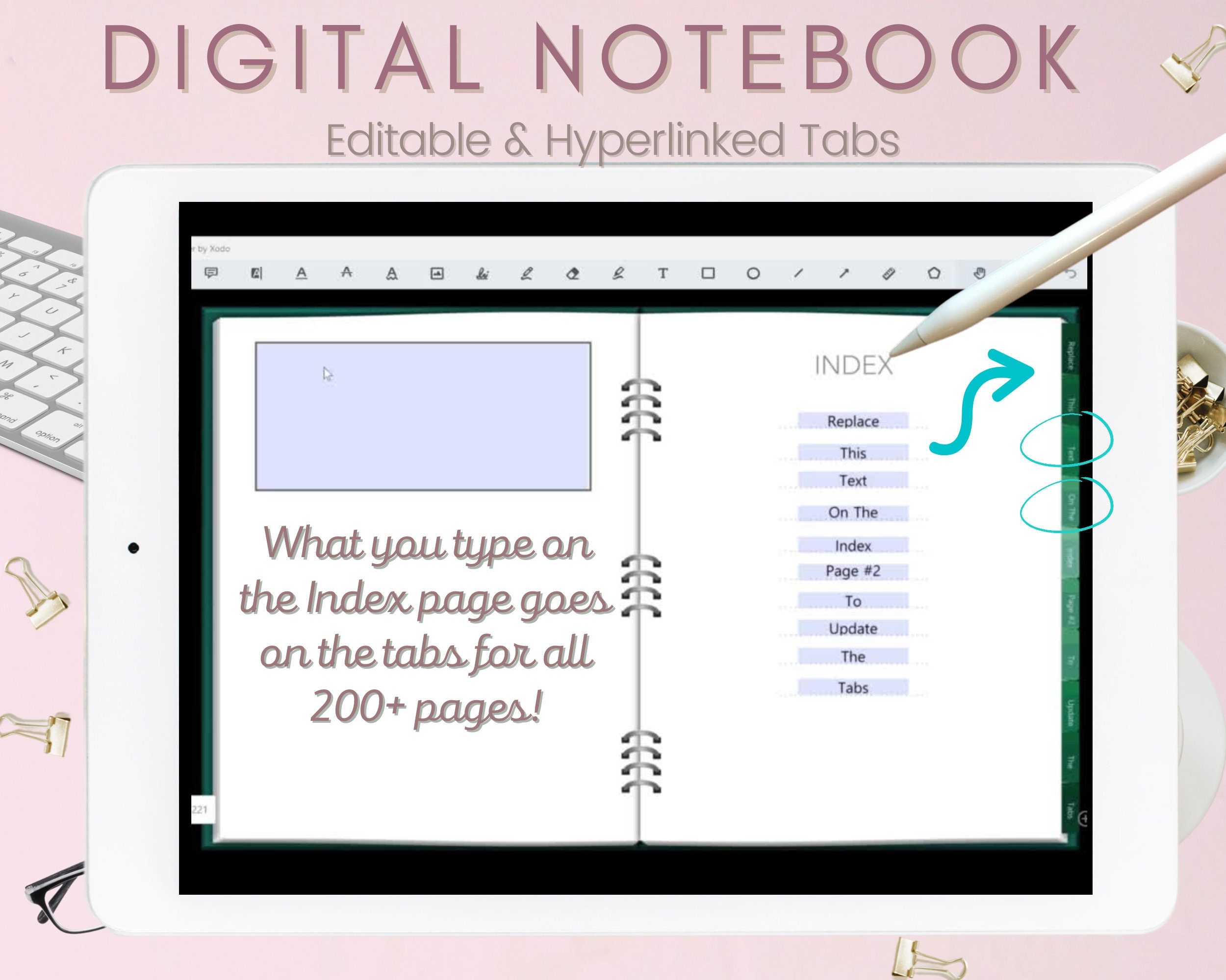 Green Ombre Digital Notebook, 10 Tabs & 220 Lined Pages. 2 PDF Files ...