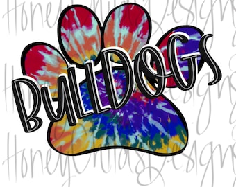 Tie Dye Paw Print PNG Hand Drawn Sublimation Design - Etsy