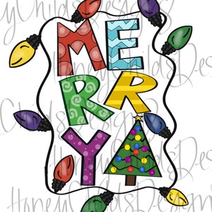 Merry PNG Sublimation hand drawn