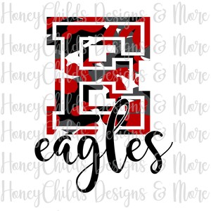 Eagles Black/Red Camo PNG SUBLIMATION