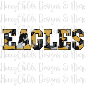 Eagles black and yellow block Camo PNG SUBLIMATION