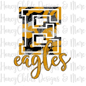 Eagles Black/Gold Camo PNG SUBLIMATION