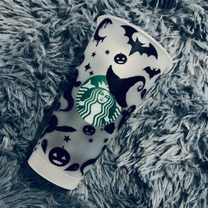 Venti sized reusable cute Halloween ghost, bat, and pumpkin Starbucks cup