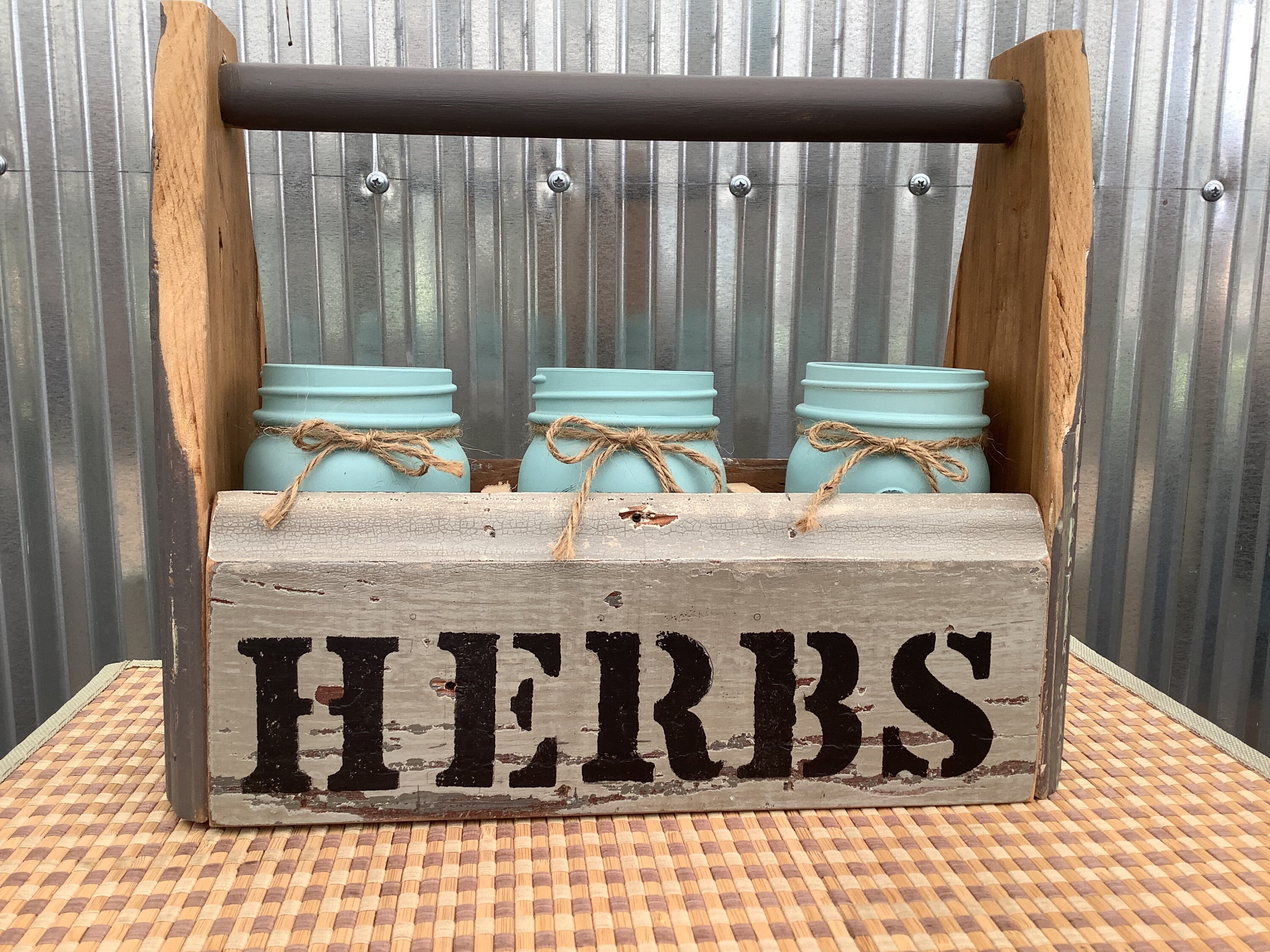 Vintage Wood Mason Jar Holder Planter Box Rustic Storage Etsy