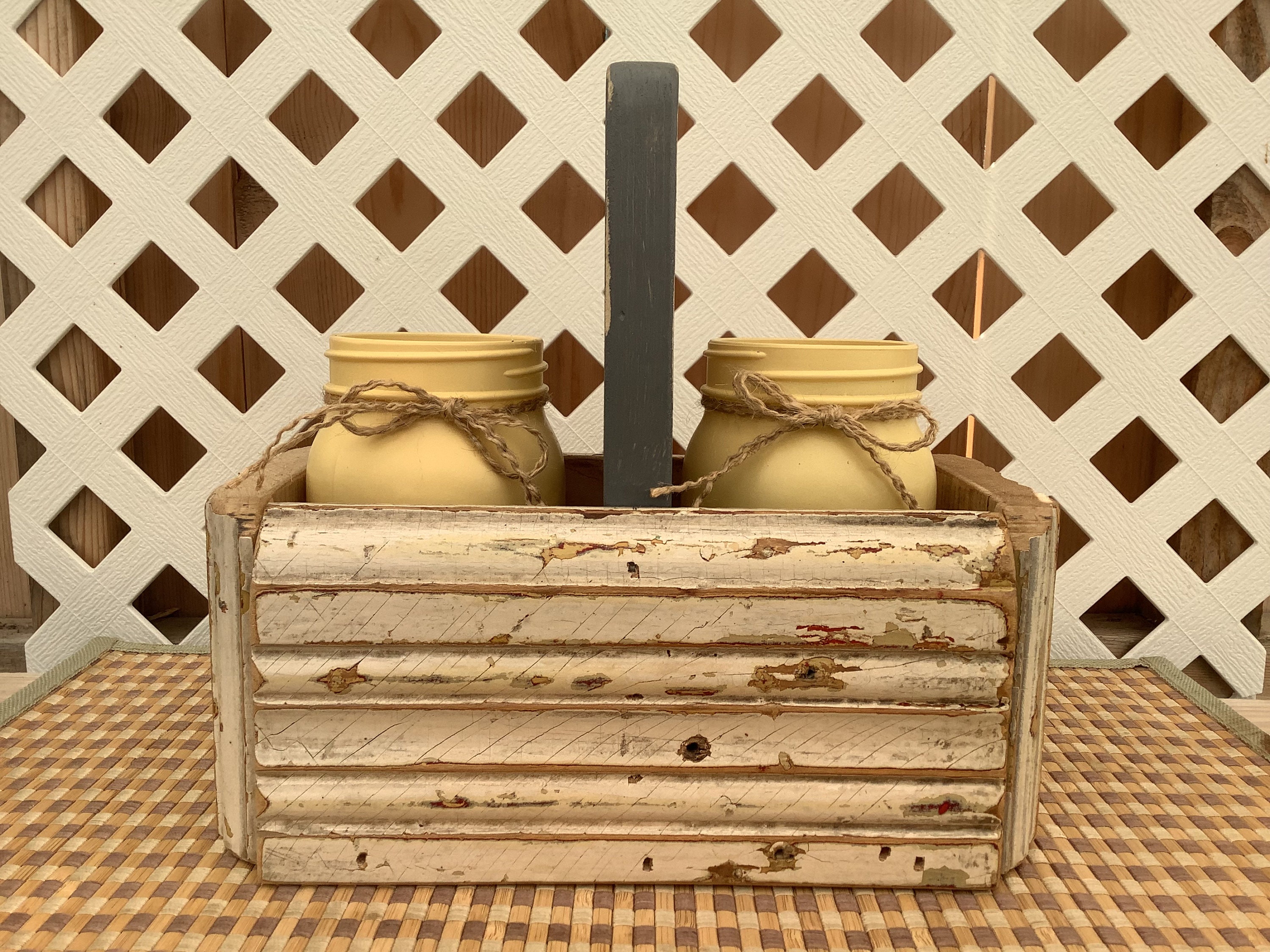 Vintage Wood Mason Jar Holder Planter Box Rustic Storage Etsy UK