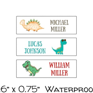 Name Labels Variety Pack | Dinosaur Name Labels | Dino Custom Stickers | Boys Skinny Labels, Waterproof Decals for School, Daycare and Camp