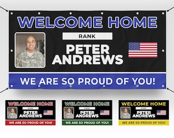 Welcome Home | Congratulations Soldier Military Service | Full Color Custom Vinyl Banners | Customizable Sign