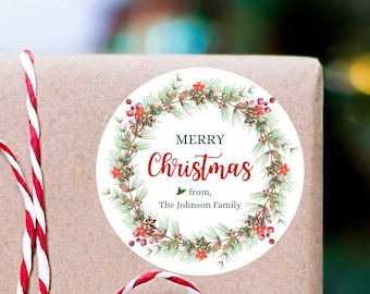 Custom Holiday Labels, Personalized Merry Christmas Labels, Holiday Gift Tags, To/From Sticker, Holiday Gift Label/ Christmas Favor Stickers