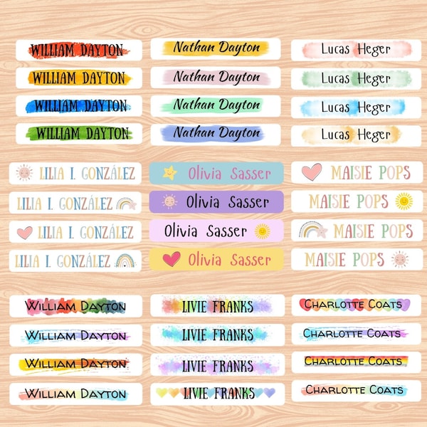 72 Skinny School Supply Labels - Dishwasher Safe - Waterproof Labels - Personalized Name Labels - Labels for School Supplies - watercolor