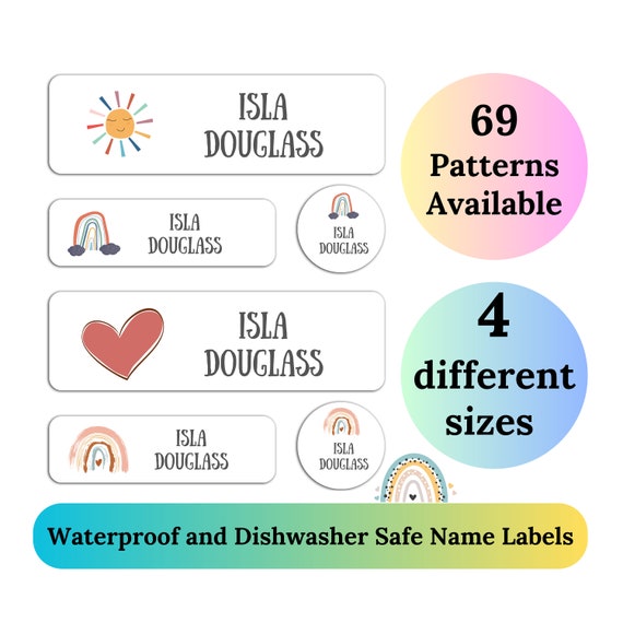 Back to School Name Labels for School Supplies, Waterproof, Dishwasher and  Microwave Safe, Personalized Name Stickers 