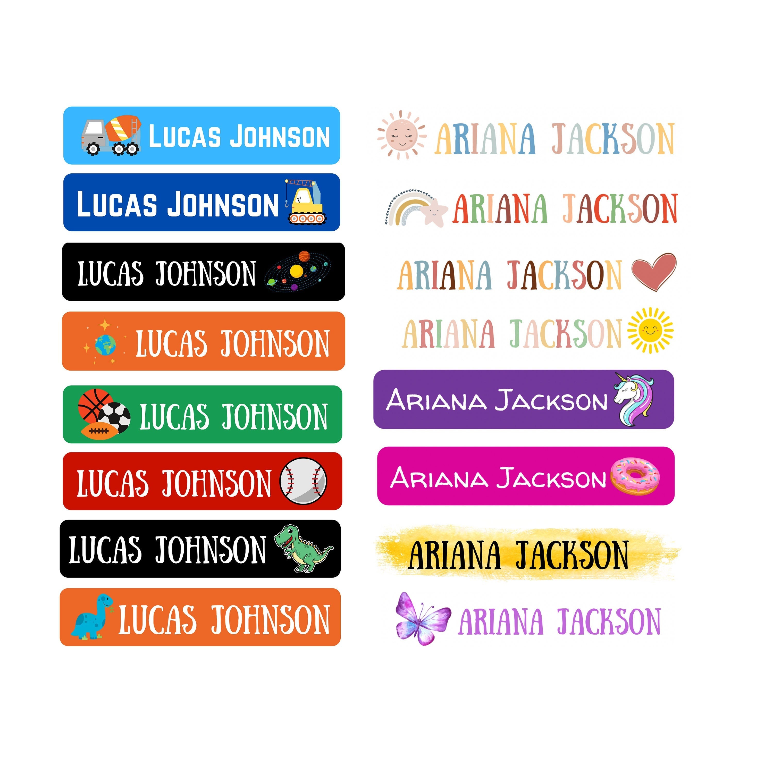 Name labels for school items
