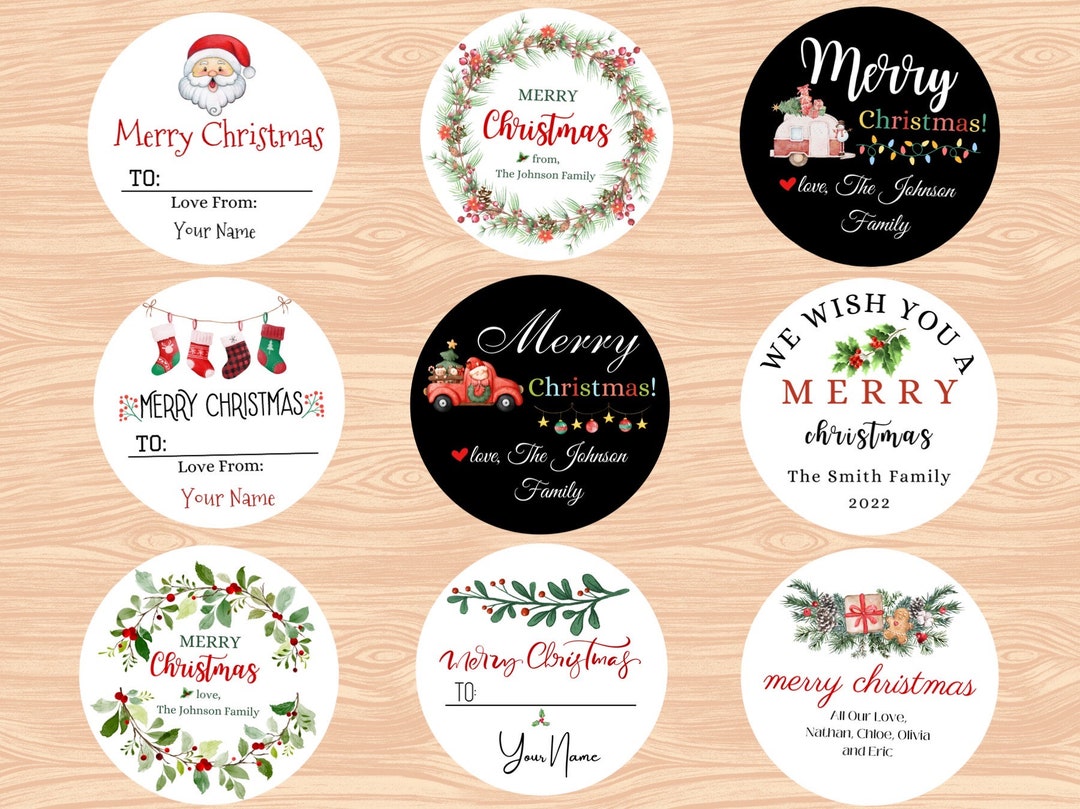 Custom Holiday Labels Personalized Merry Christmas Labels Etsy