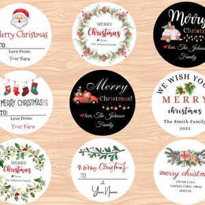Benutzerdefinierte Feiertagsetiketten, personalisierte frohe Weihnachten Etiketten, Feiertagsgeschenkanhänger, von / zu Aufkleber, Feiertagsgeschenketikett / Weihnachtsbevorzugungsaufkleber