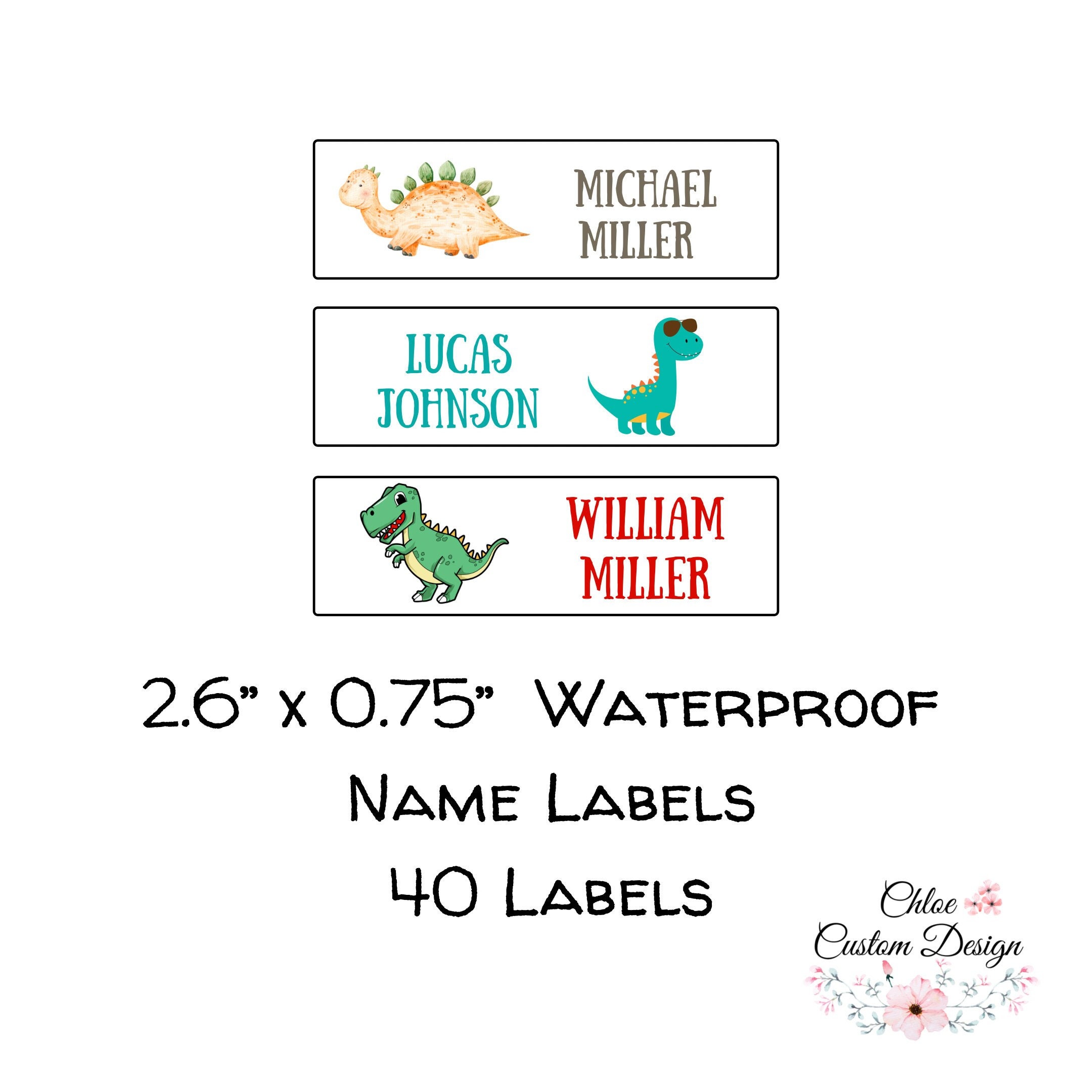 Personalized Labels - Cute Animal Designs. 52 Custom Labels for School, Daycare and Camp. Waterproof Name Labels Dishwasher and Microwave Safe