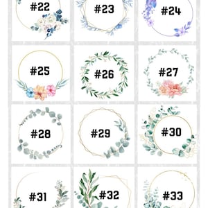 May include: A set of 18 watercolour wreath frames with different floral and foliage designs. The frames are numbered 19 through 36.