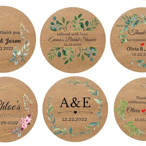 Pegatinas personalizadas de papel Kraft / Etiquetas personalizadas / Etiquetas con logotipo circular / Pegatinas para bodas / Etiquetas personalizadas / Pegatinas para empresas / eventos