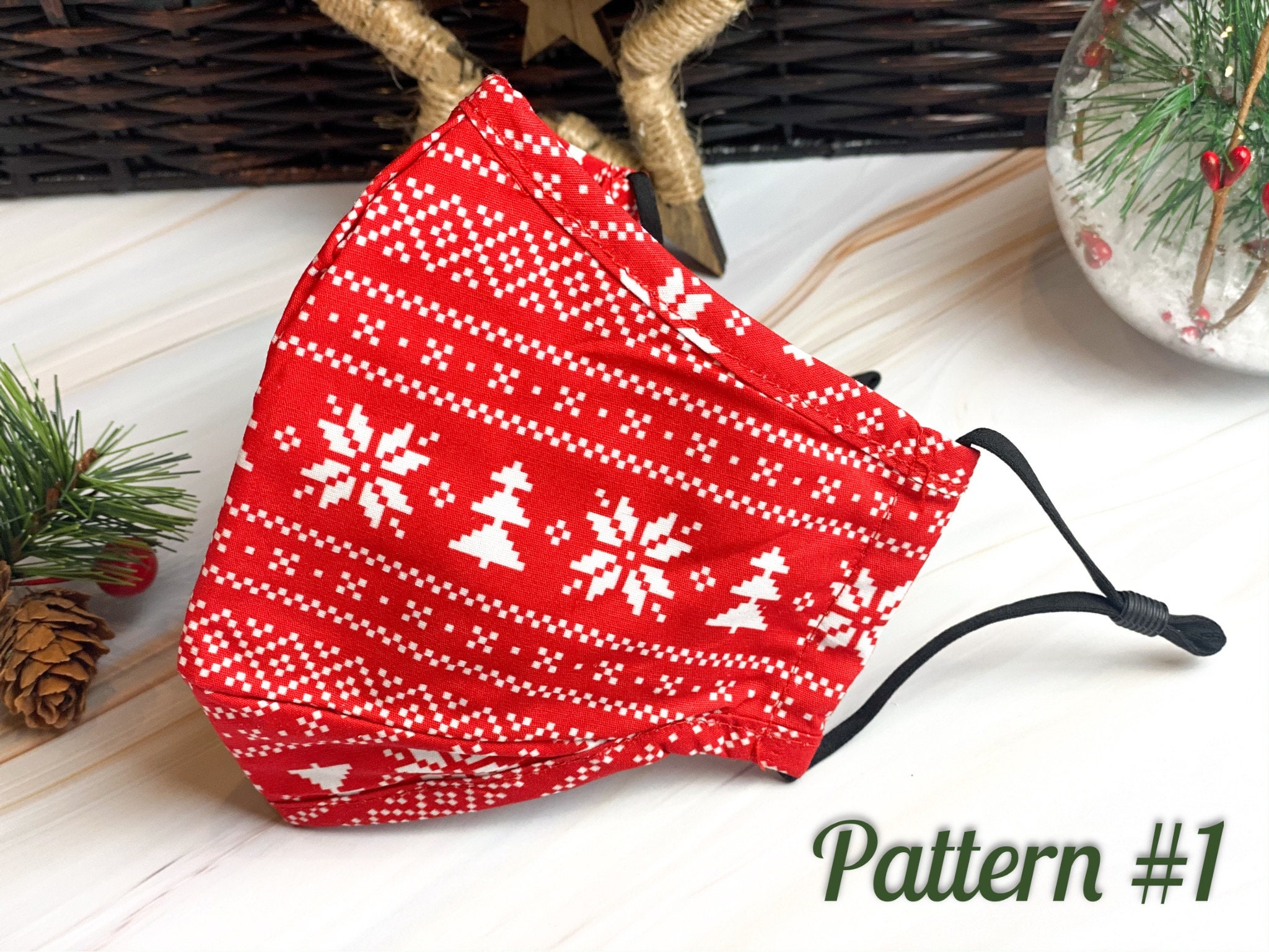 2 Christmas Face Mask/Holiday Washable Face Mask with Filter Etsy