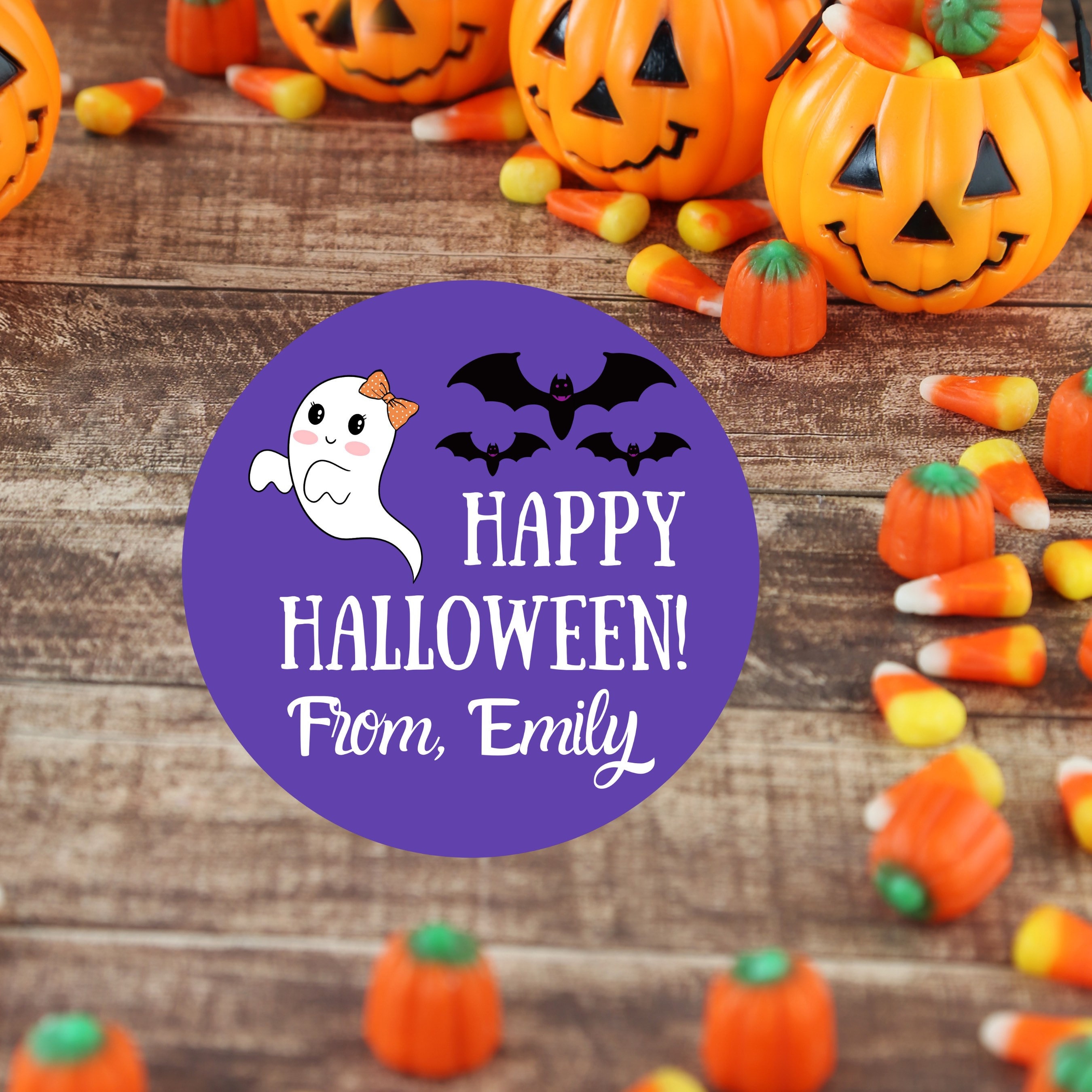 Halloween Stickers Candy Halloween Stickers Pumpkin Trick or Treat Stickers Happy Halloween Labels Treat Bag Stickers Trunk or Treat Bat