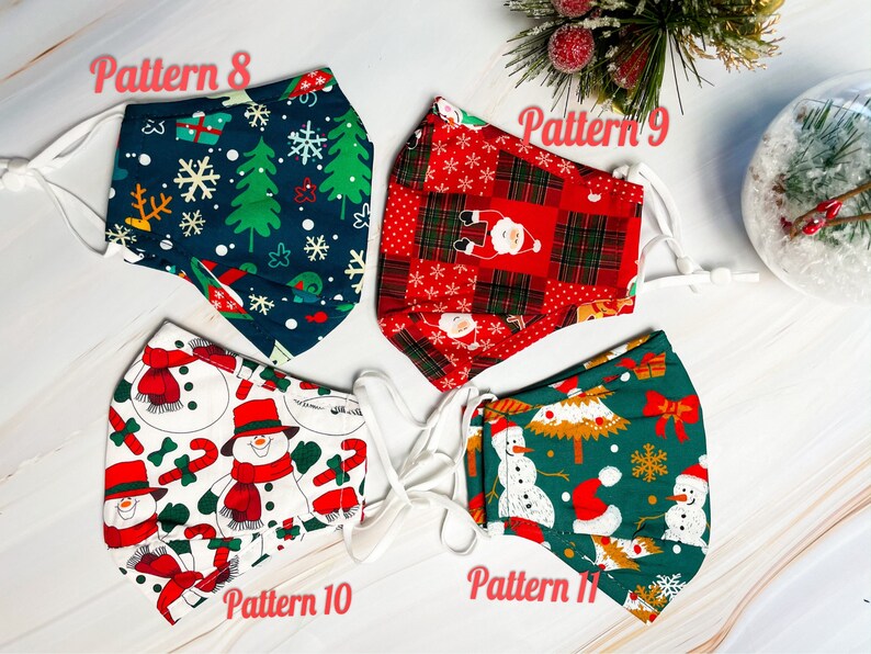 2 Christmas Face Mask/Holiday Washable Face Mask with Filter Etsy