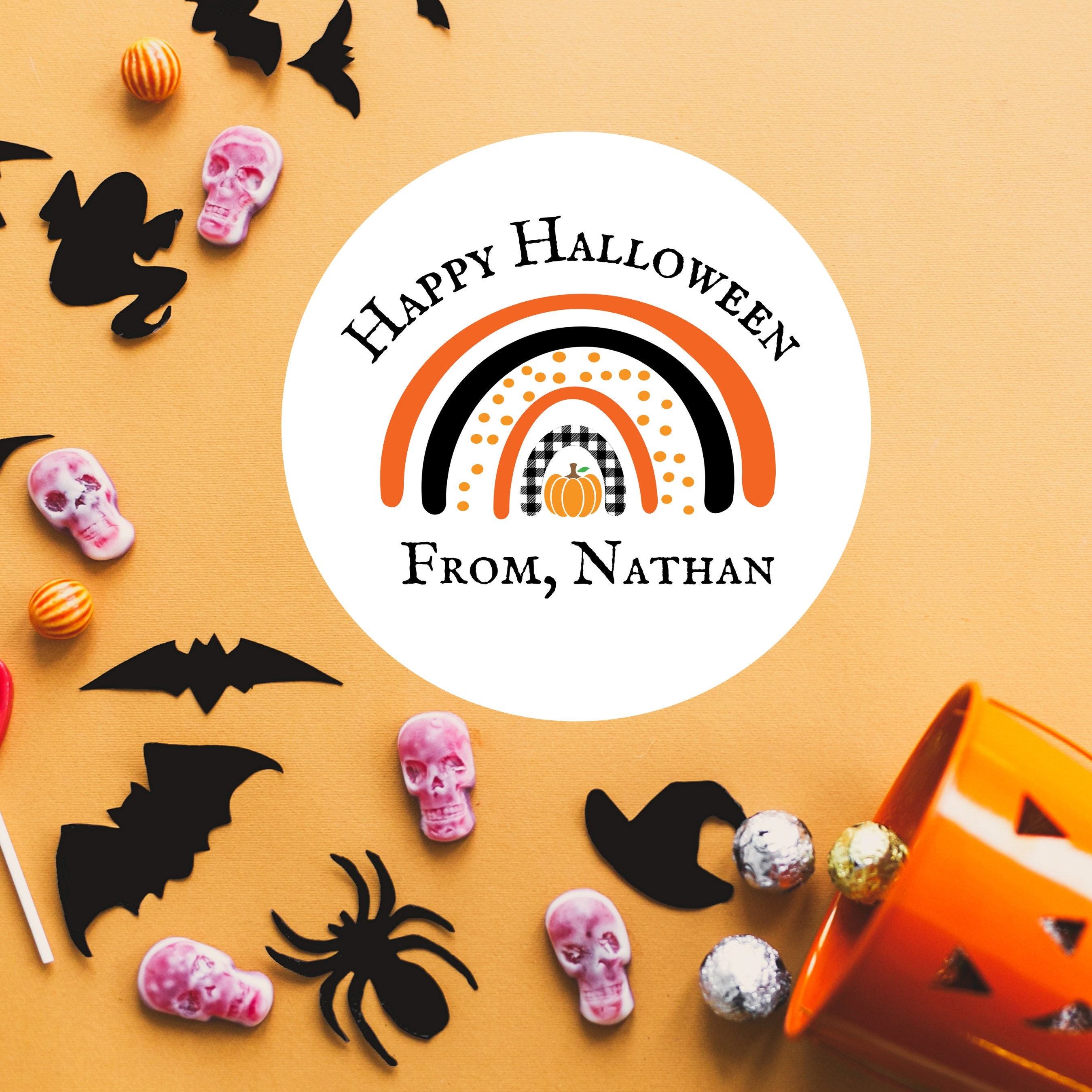 Halloween Stickers Candy Halloween Stickers Pumpkin Trick or Treat Stickers Happy Halloween Labels Treat Bag Stickers Trunk or Treat Bat