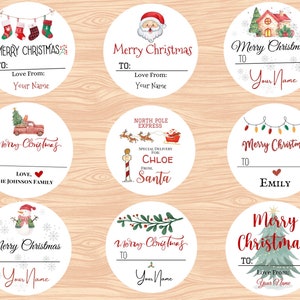 Benutzerdefinierte Feiertagsetiketten, personalisierte frohe Weihnachten Etiketten, Feiertagsgeschenkanhänger, von / zu Aufkleber, Feiertagsgeschenketikett / Weihnachtsbevorzugungsaufkleber