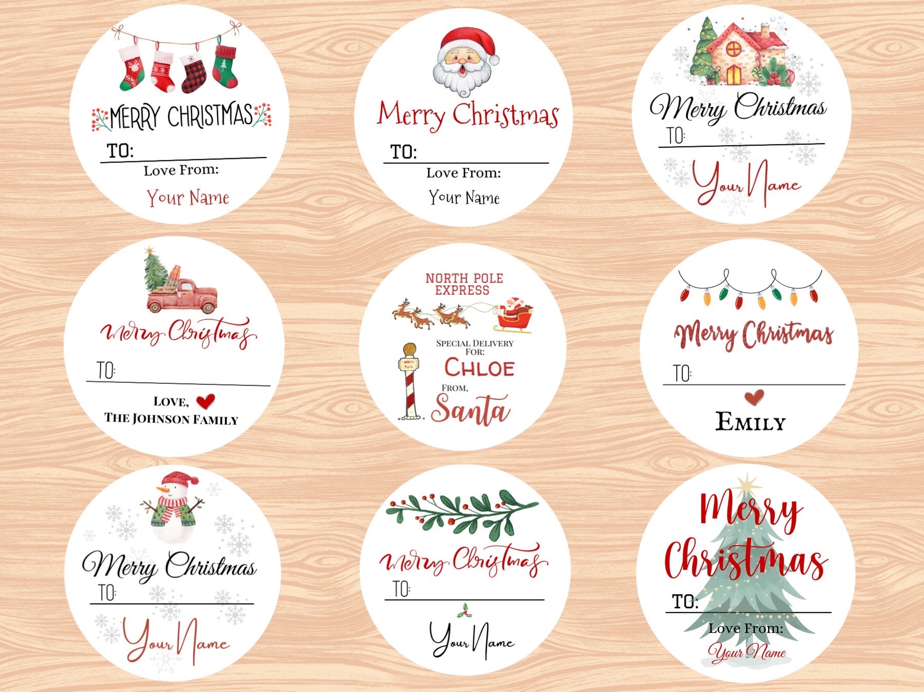 Custom Holiday Labels, Personalized Merry Christmas Labels, Holiday Gift Tags, To/From Sticker, Holiday Gift Label/ Christmas Favor Stickers