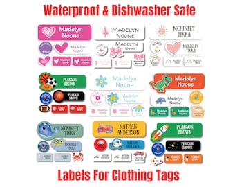 108 Waterproof Daycare Labels - Dishwasher Safe Stickers - Name Stickers - School Supply - Name Labels for Clothing Tags -Clothing Labels