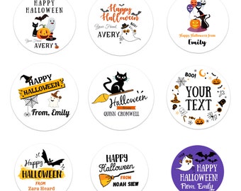 Pegatinas de Halloween caramelo Halloween pegatinas calabaza truco o tratar pegatinas feliz etiquetas de Halloween tratar bolsa pegatinas tronco o tratar el murciélago