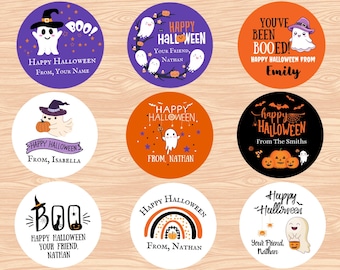 Pegatinas de Halloween Pegatinas de dulces de Halloween Pegatinas de calabaza para pedir dulces Etiquetas de Feliz Halloween Pegatinas para bolsas de dulces Baúl o trato Murciélago