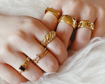 18K Gold Plated 17 STYLES Rings | Dainty Minimalist Statement Gold Ring