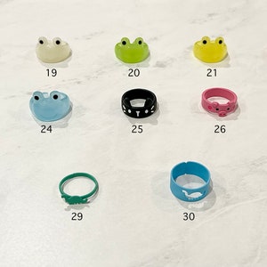 Fruit Animal Style Rings Colorful Fun Funky Dipped Open Acrylic Resin ...