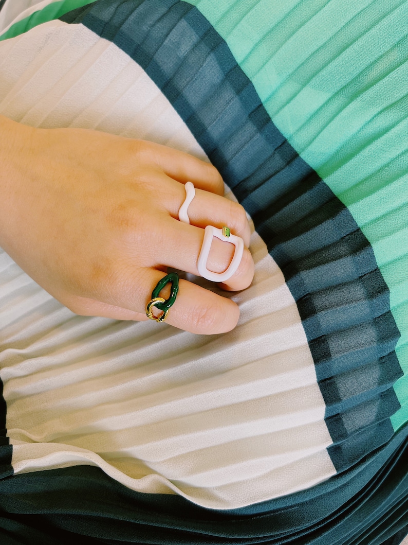 Colorful Chunky Bold Rings Summer Funky Glazed Dipped Open - Etsy