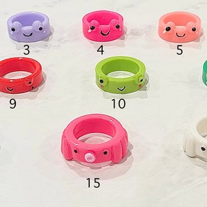Fruit Animal Style Rings Colorful Fun Funky Dipped Open Acrylic Resin ...