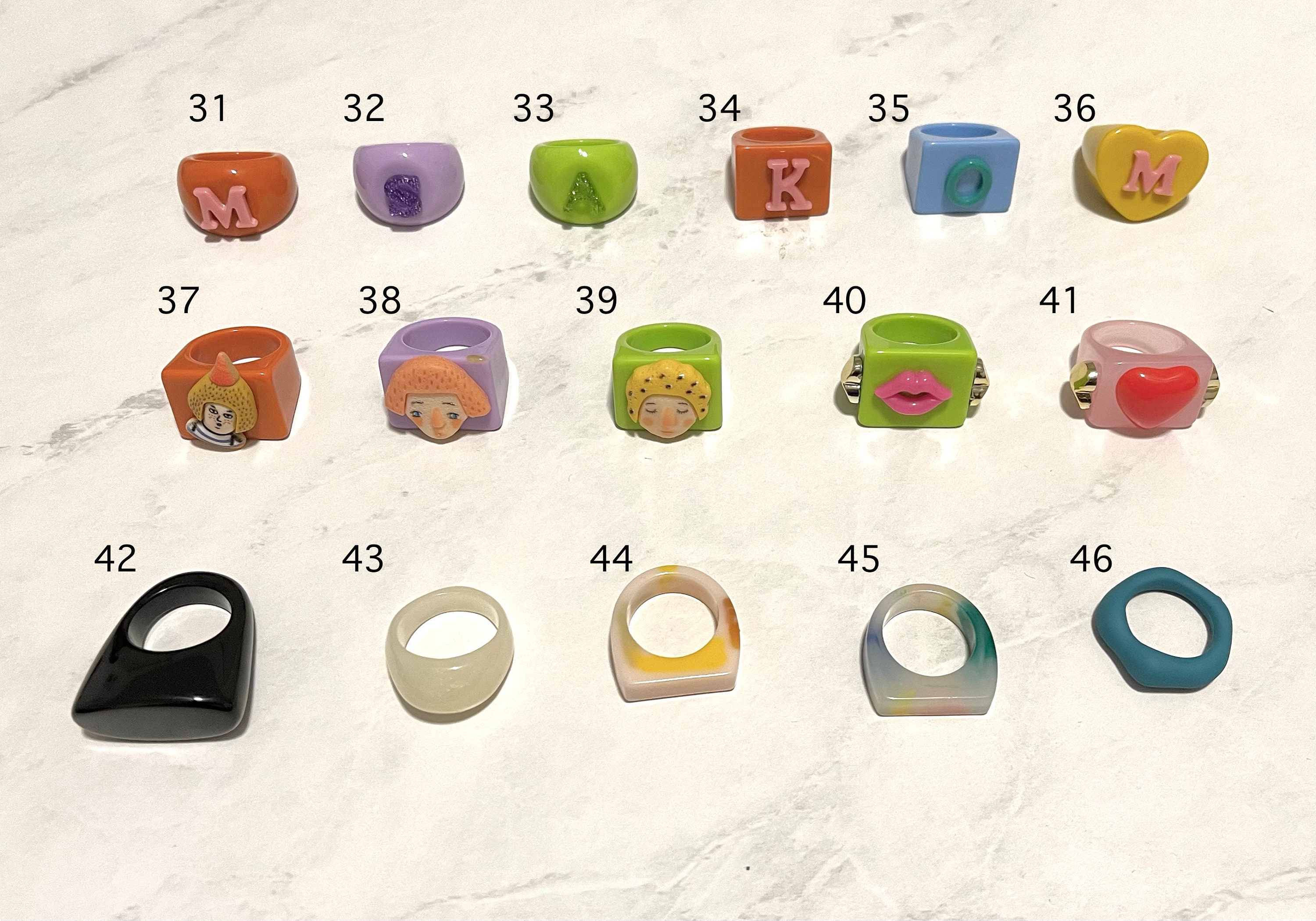 Chunky Acrylic Resin Rings: Colorful Glazed Statement Jewelry - Etsy