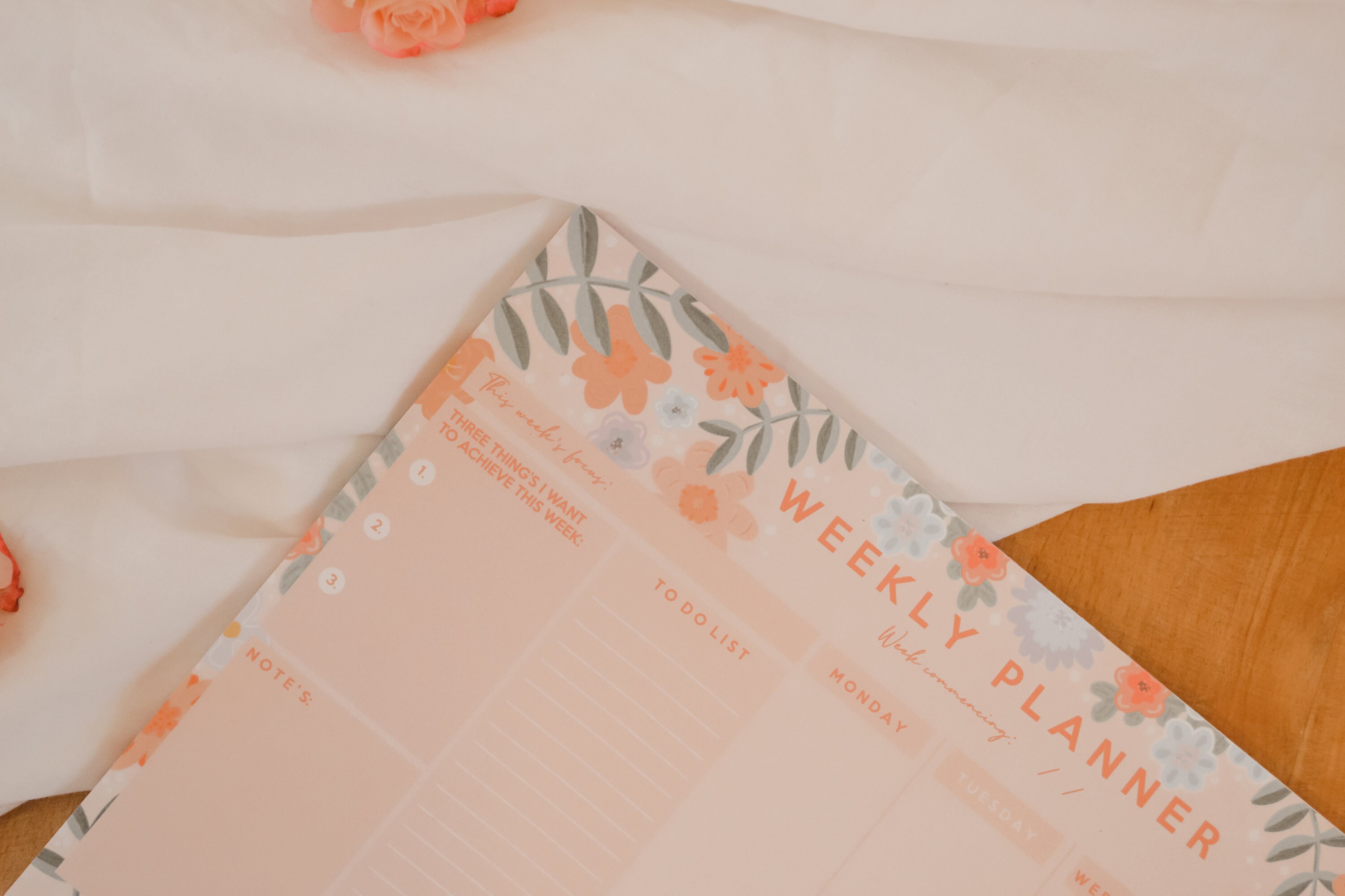 A4 Weekly Planner Pad Floral Design Desk Planner & Etsy UK