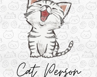 Cat Person Art Print, 5inx7in cat themed print, cat art print digital download