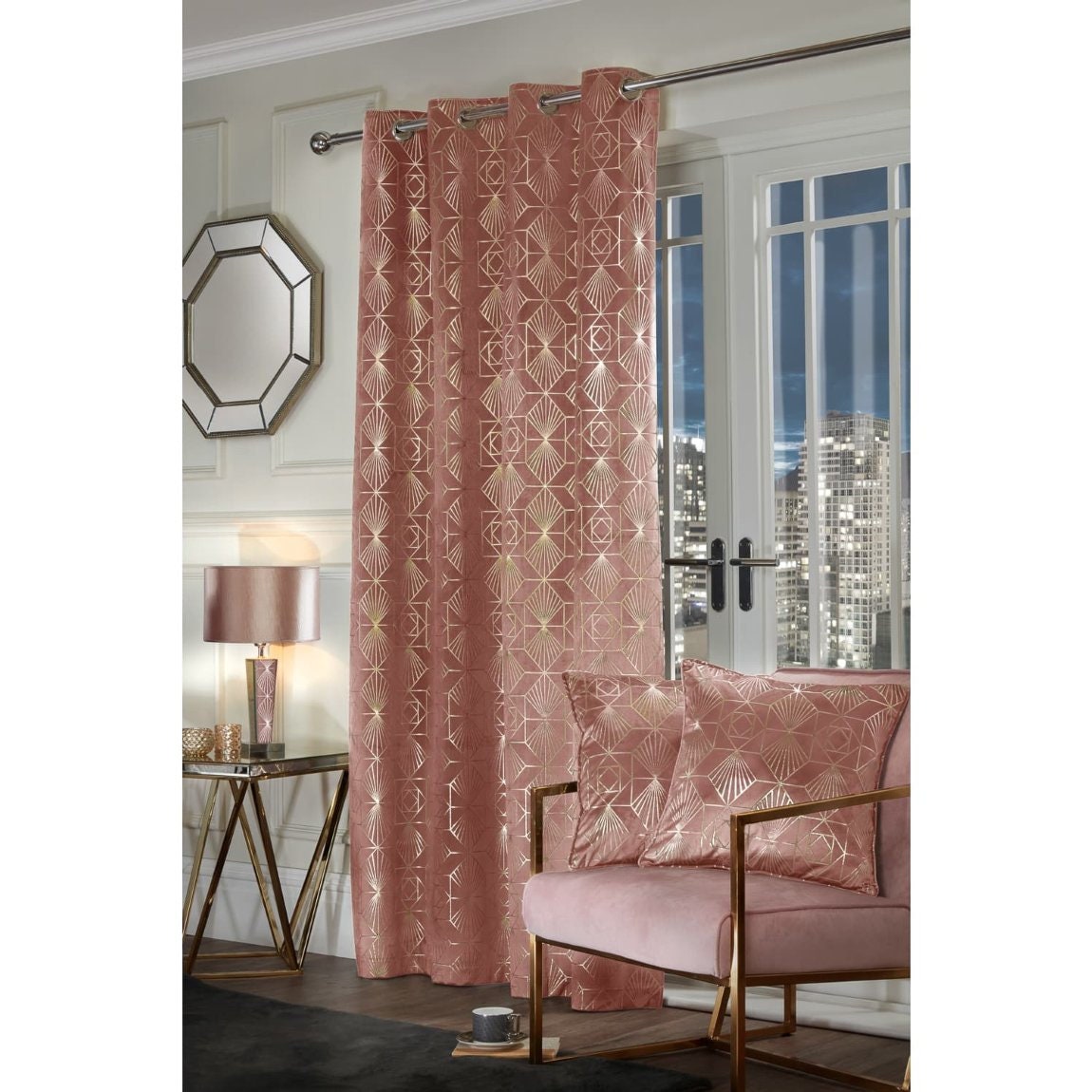 Velvet rose gold curtain panel Etsy