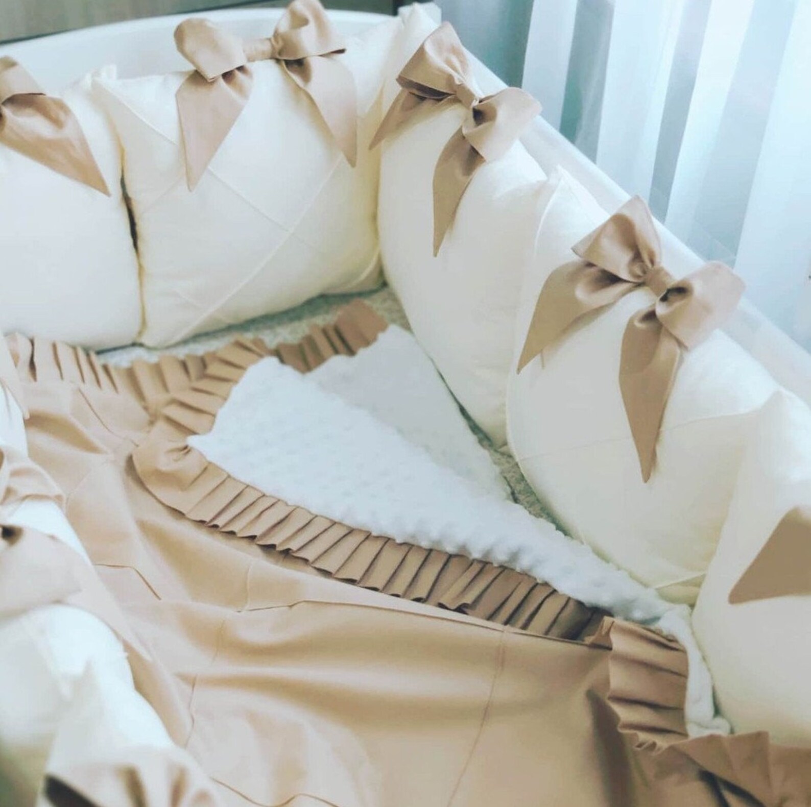 Beige Crib Bedding Set from natural cotton Baby girl crib Etsy