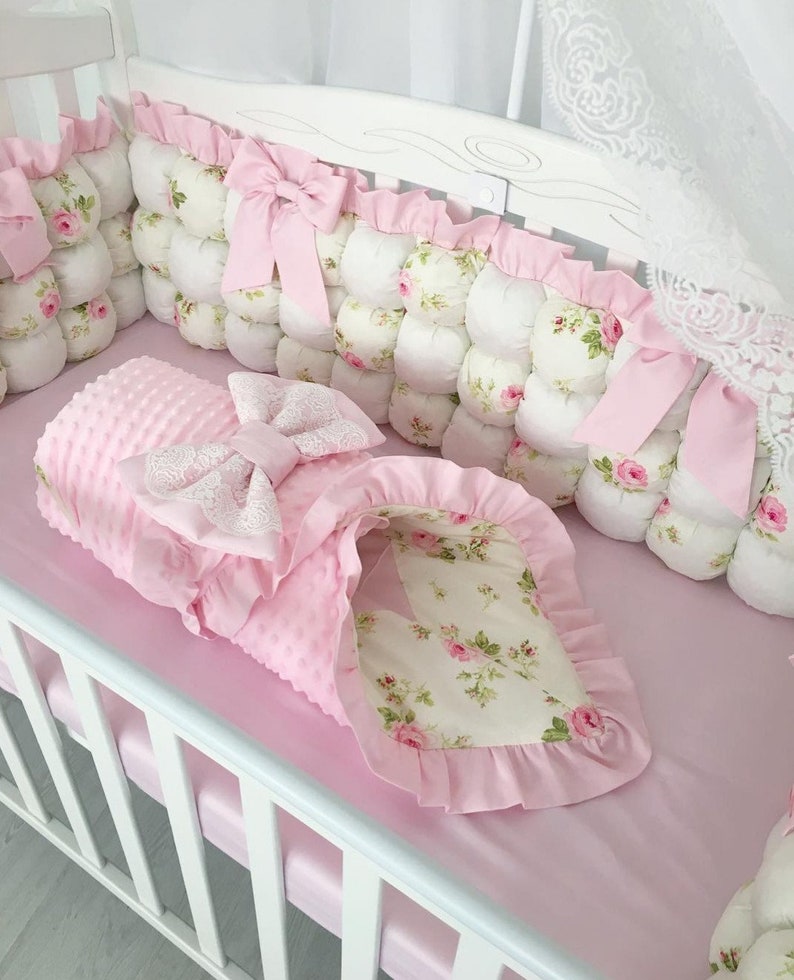 Purple Crib Bedding Set from natural Cotton crib bumper and crib canopy Girl Crib Bedding Set Crib Bumper Pad Baby girl crib bedding set