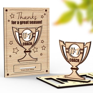 Coach Thank You Card | Customizable Coach popup Card | Thank You for a great season - Svg Laser-Ready Cut Files