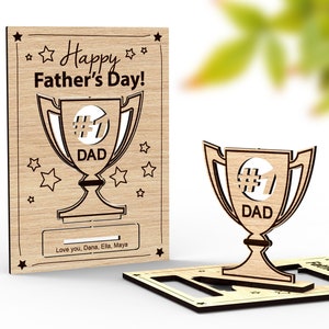 No1 Dad Trophy | Personalized popup Card | Gift for dad | Father's Day gift - Svg Laser-Ready Cut Files