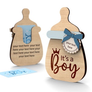 Gepersonaliseerde cadeaukaarthouder babyshower | Het is een jongen | Svg-laserklare gesneden bestanden
