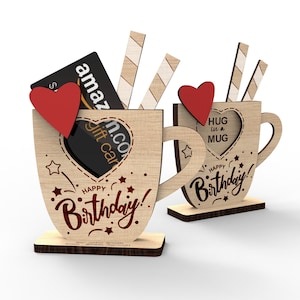Feliz cumpleaños Titular de tarjeta de regalo personalizado / Licencia comercial / Plantilla de titular de dinero en efectivo / Archivos de corte listos para láser SVG