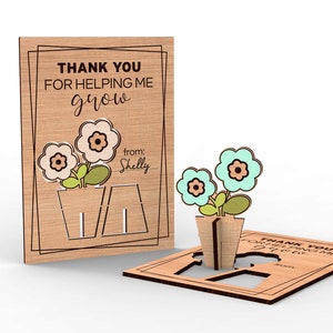 Gracias por ayudarme a hacer crecer la tarjeta emergente / Regalo personalizado del día de Mather / Regalo para el maestro - Archivos de corte listos para láser SVG