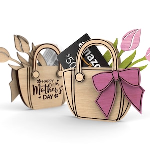 Feliz día de la madre / Portatarjetas de regalo para cartera / Regalo para ella / Licencia comercial / Archivos de corte listos para láser Svg