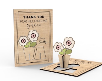 Thank You Teacher popup card | Personalized Teacher's gift - Svg Laser-Ready Cut Files
