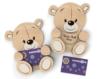 Teddy Bear | Baby Shower Personalized Gift Card Holder | New Baby |Svg Laser-Ready Cut Files