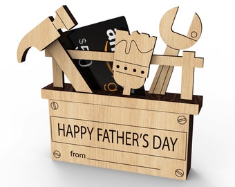 Personalized happy father's day gift card holder | Toolbox | Gift for Dad | Cash money holder template | Svg Laser-Ready Cut Files